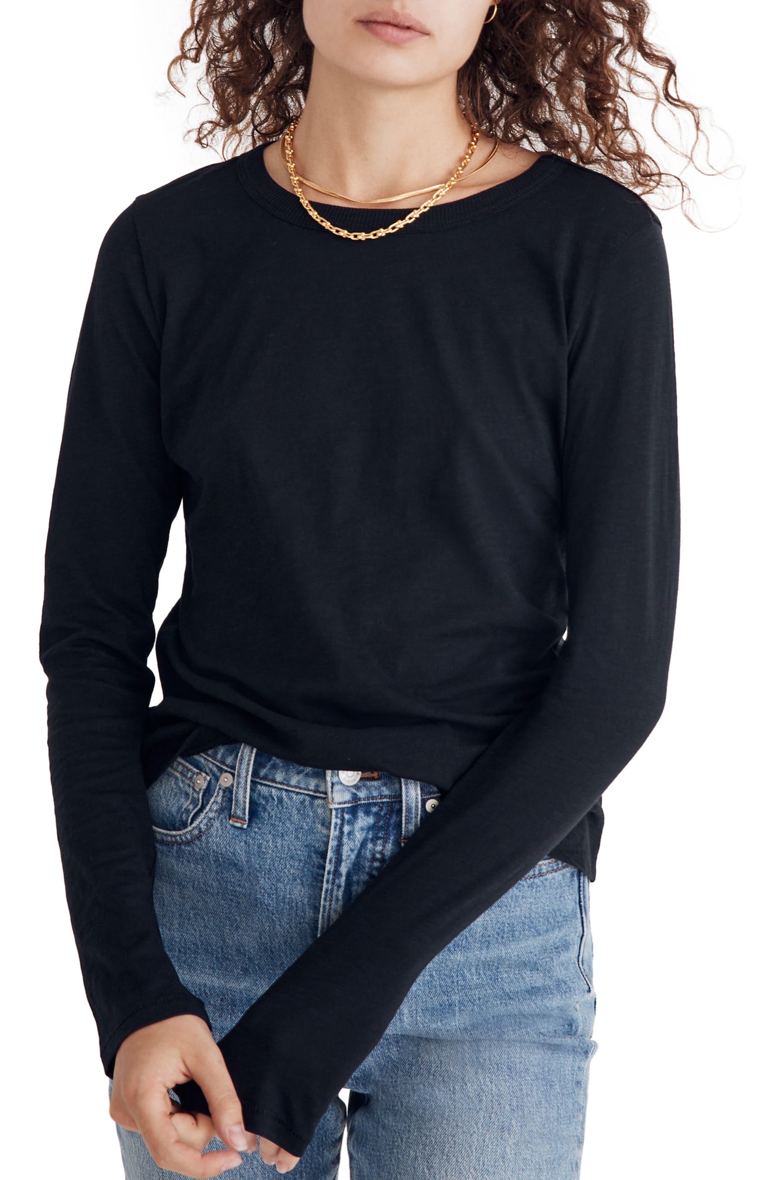 Madewell Whisper Cotton Rib Crewneck Long Sleeve T-Shirt