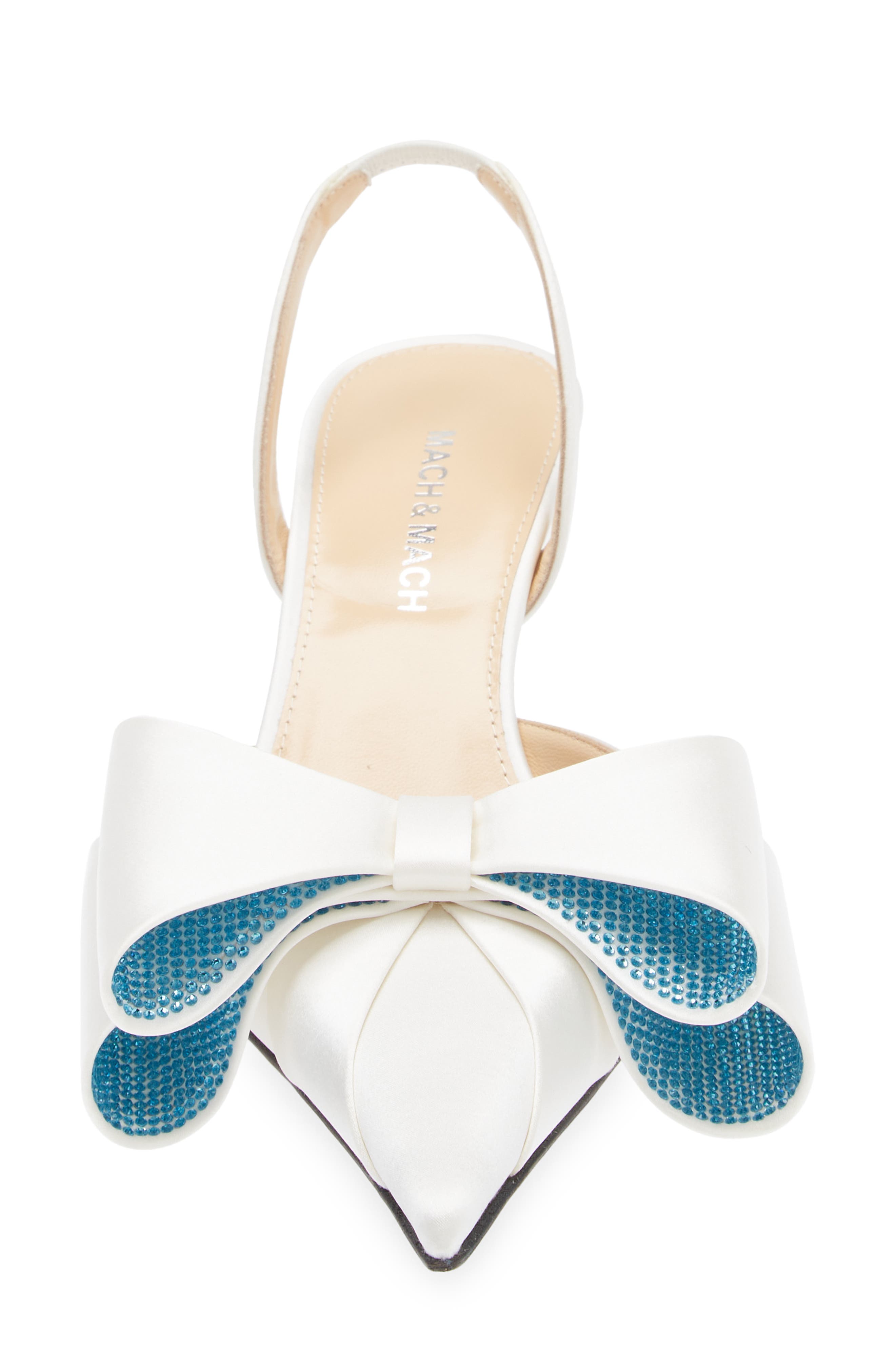 Mach & Mach Le Cadeau Bow Pointed Toe Slingback Pump, Alternate, color, 