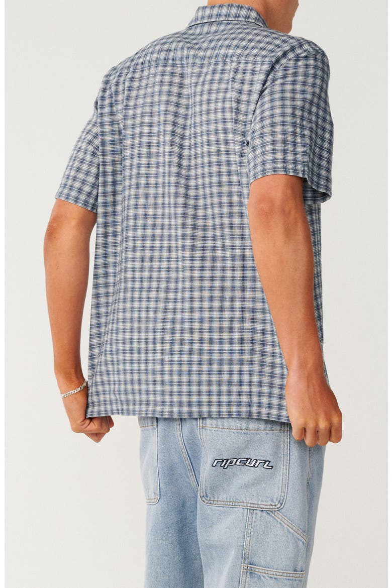 Classic Surf Check Short Sleeve Cotton Button-Up Shirt, Alternate, color, LIGHT NAVY