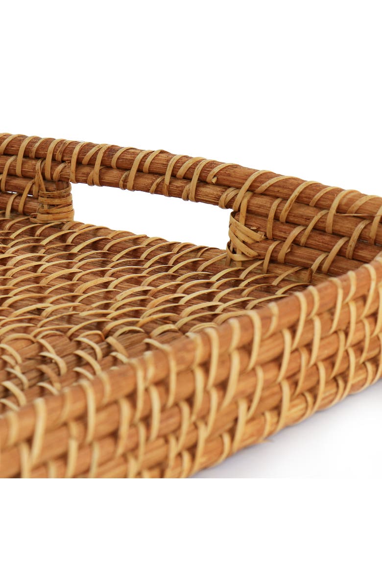 16 Inch Rattan Woven Serving Tray, Alternate, color, Brown