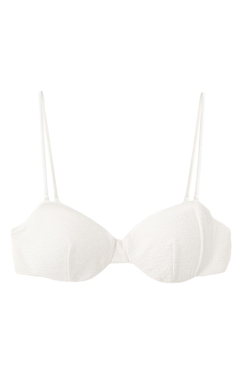 MANGO Textured Bandeau Bikini Top, Main, color, Ecru
