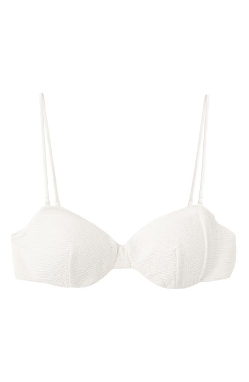 MANGO Textured Bandeau Bikini Top in Ecru at Nordstrom, Size Small