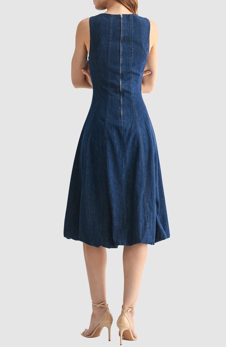 Sleeveless Bubble Hem Denim Midi Dress