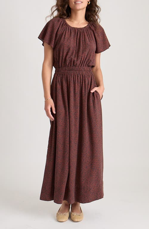Marine Layer Ivy Animal Print Cutout Maxi Dress In Brown