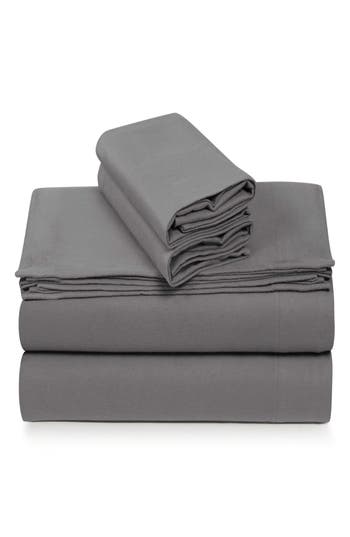Azores Home Cotton Flannel Sheet Set In Gray