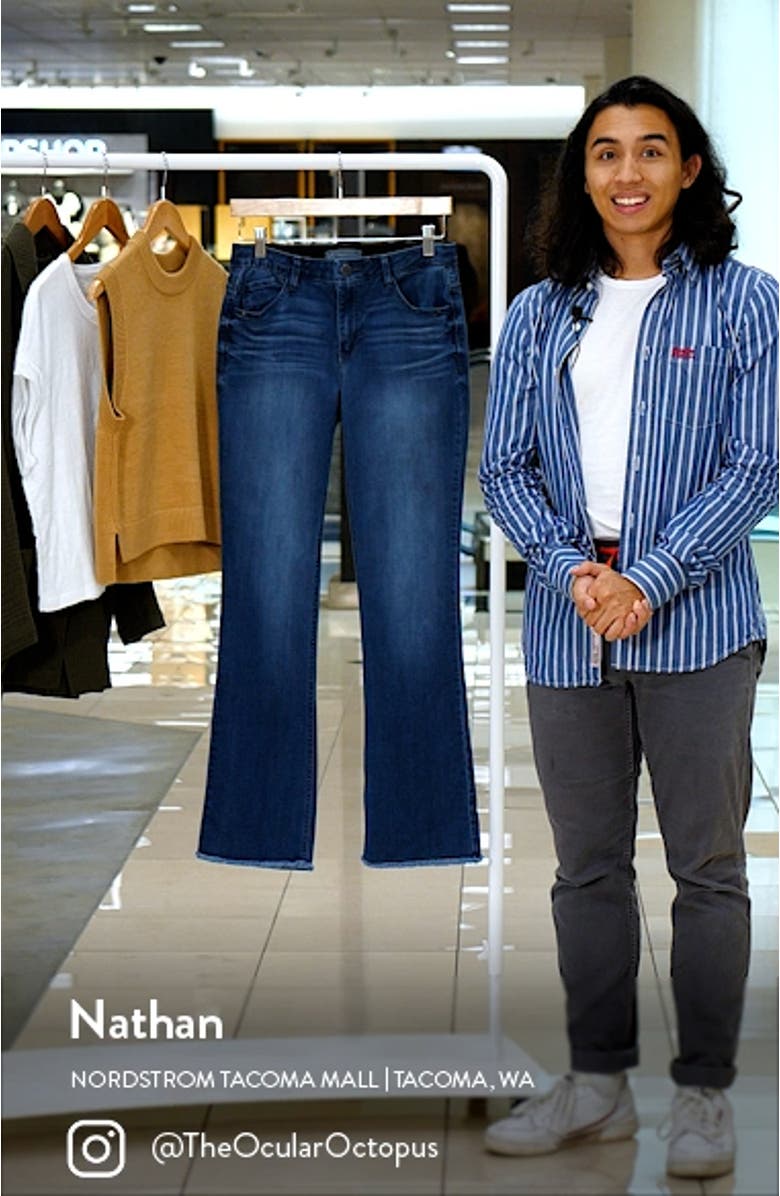 'Ab'Solution Fray Hem Flare Leg Jeans, sales video thumbnail