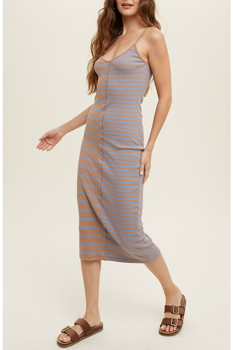 Multi Stripe Knit Midi Dress, Alternate, color, MOCHA/ MEDIUM BLUE