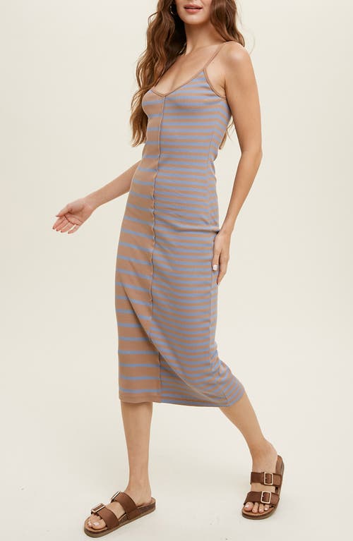 Wishlist Multi Stripe Knit Midi Dress In Gray