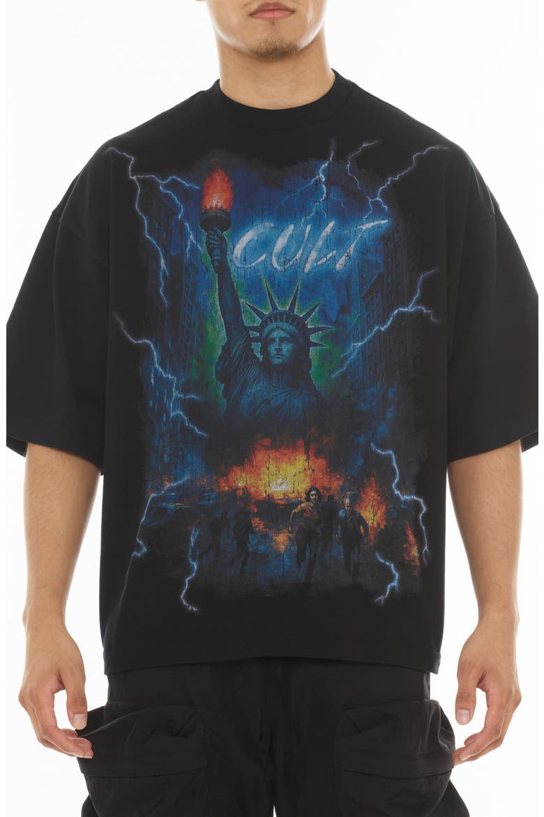 Big Apple Oversize Graphic T-Shirt, Main, color, BLACK