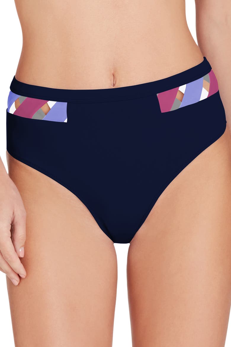 Martinique High Waist Bikini Bottom, Alternate, color, Navy blue