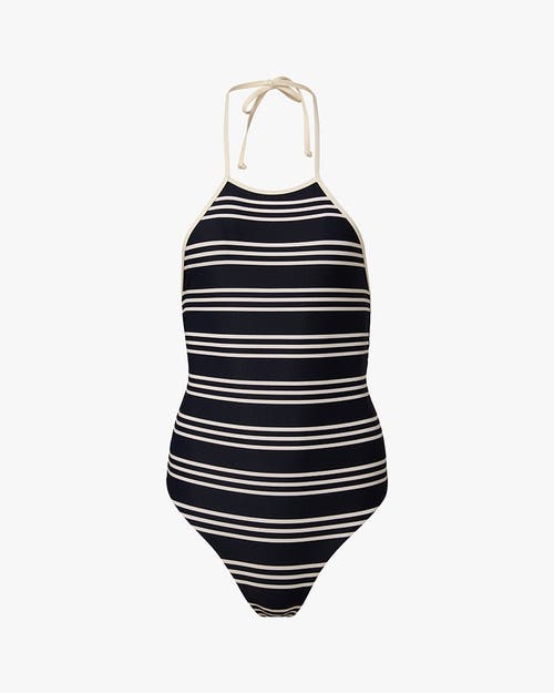 Weworewhat Halter One Piece Swimsuit In Dk Navy/offwh