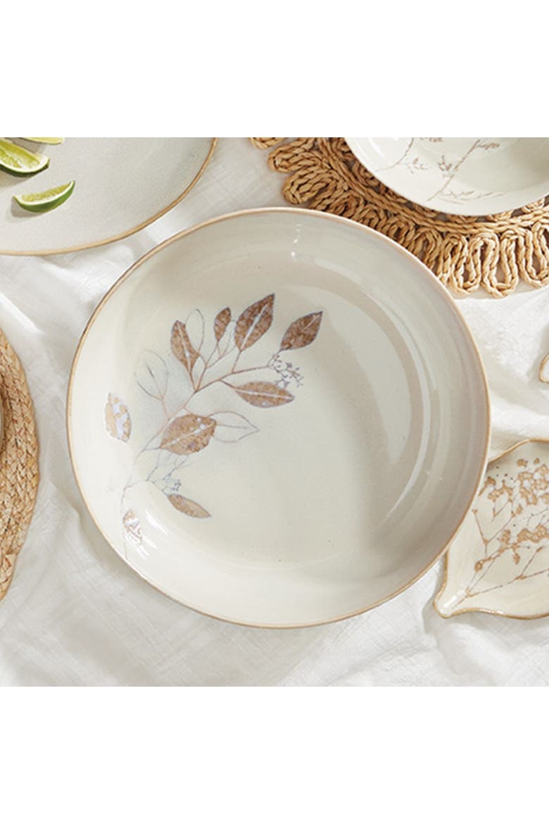 Eucalyptus Ivory Ceramic Appetizer Plates Dishwasher Safe, Alternate, color, Beige