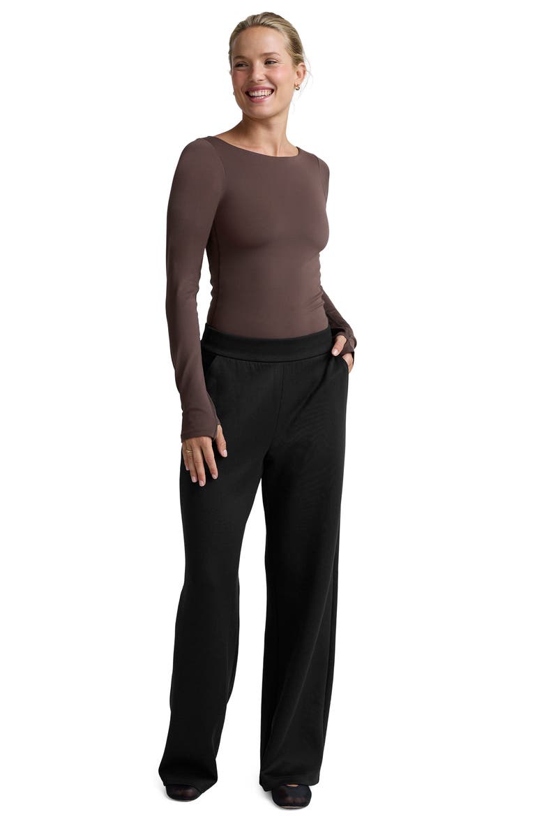 Serene Boatneck Bodysuit, Alternate, color, DUSK BROWN