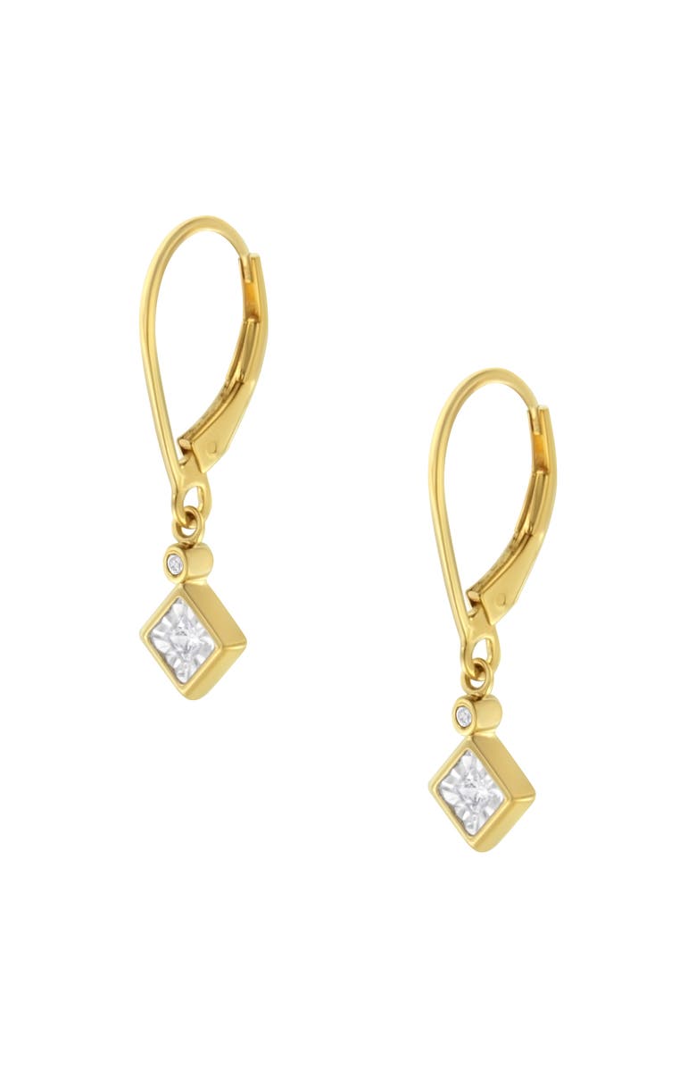 Haus of Brilliance 2 Micron 14K Yellow Gold Plating Diamond Dangle Earrings, Alternate, color, Yellow