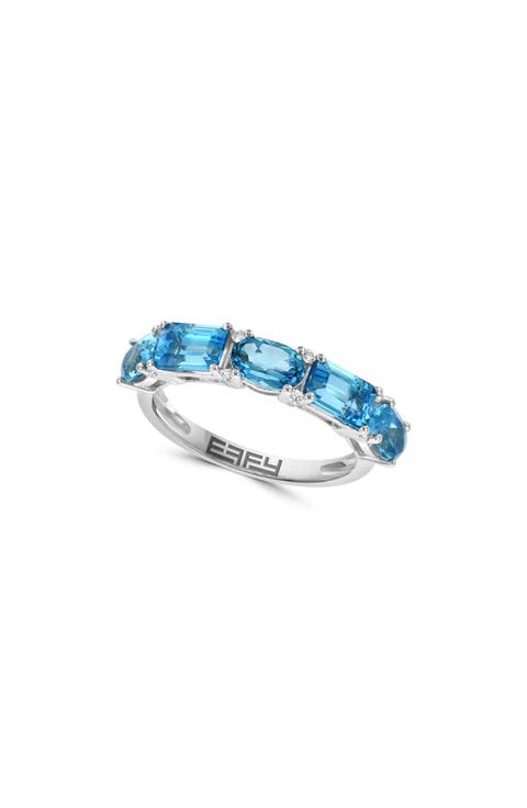 Diamond & Blue Topaz Band Ring
