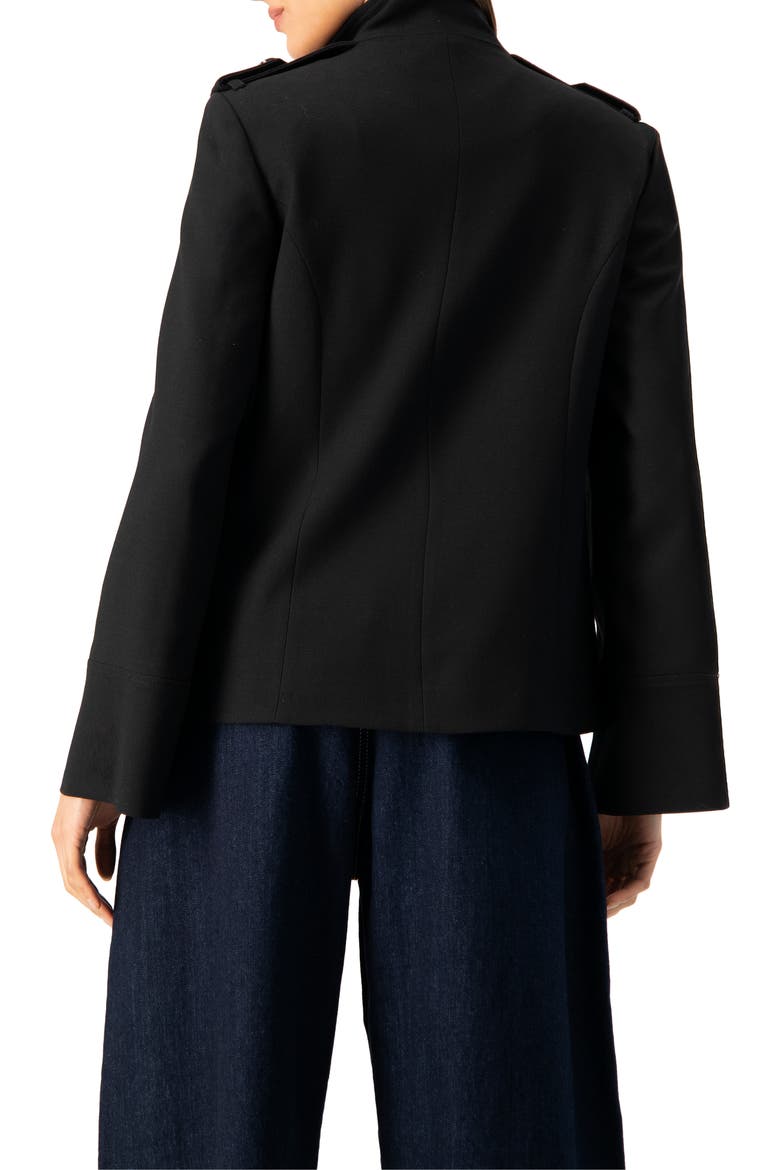 High Neck Military Style Coat, Alternate, color, Black