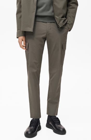 Mango Thermoregulating Slim Comfort Stretch Cargo Pants In Green