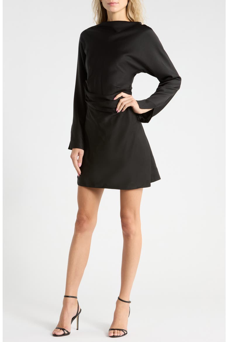 Harpor Long Sleeve Minidress, Main, color, BLACK