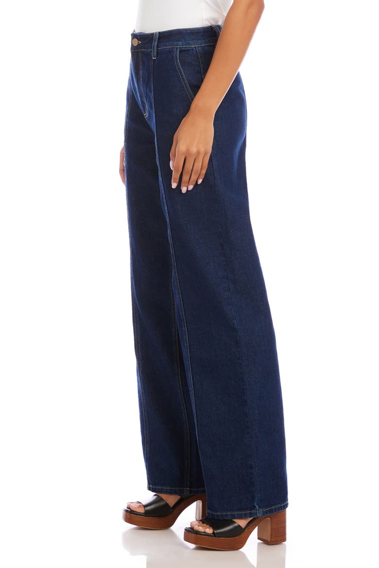 Seam Detail High Waist Wide Leg Trouser Jeans, Alternate, color, INDIGO