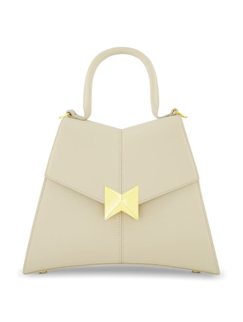 Mac Duggal Gold Plated Hardware Angular Leather Handbag in Ecru at Nordstrom