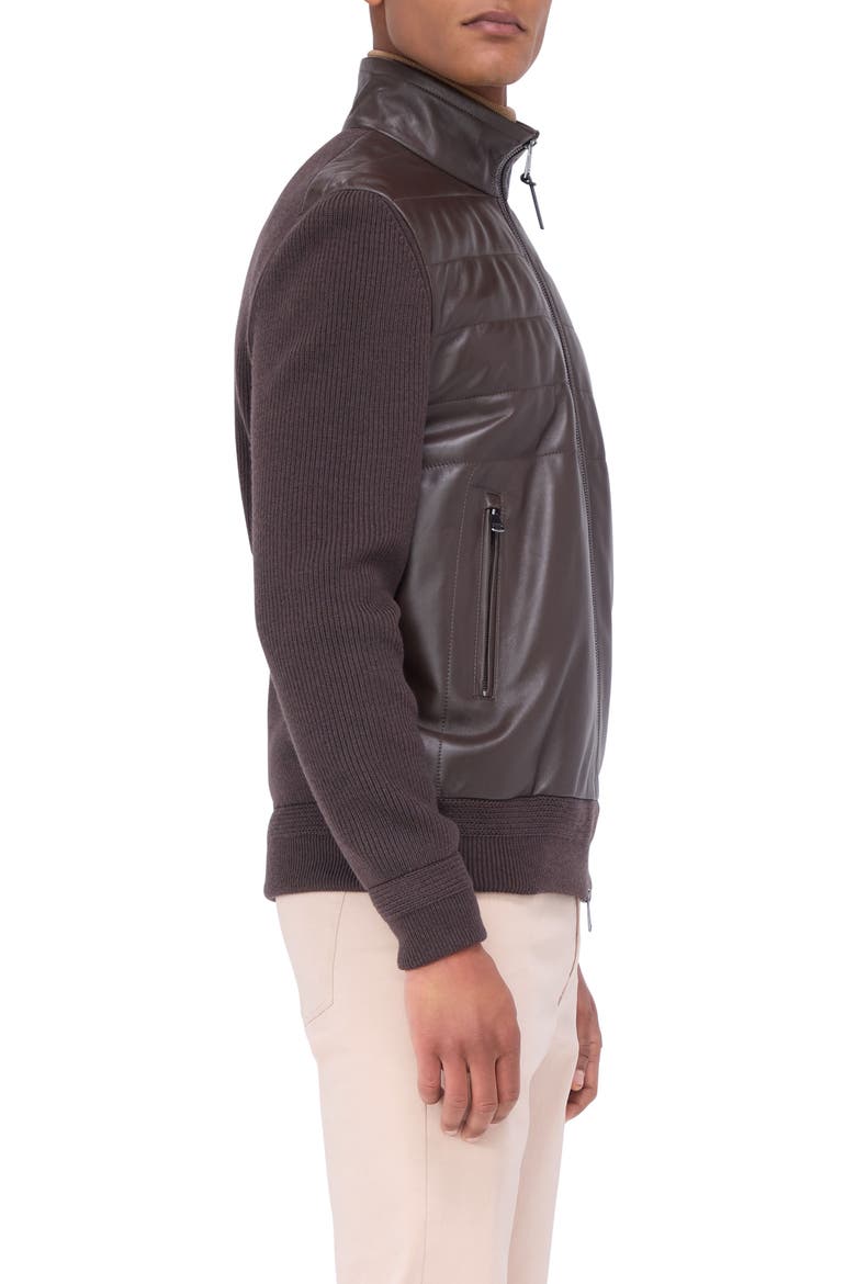 Mixed Media Bomber Jacket, Alternate, color, TRUFFLE