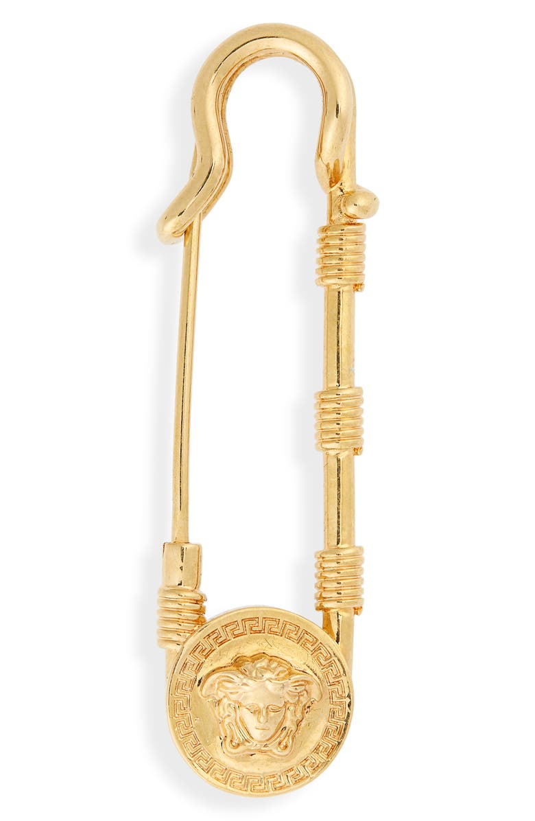 Versace First Line Versace Medusa Safety Pin Brooch, Alternate, color,