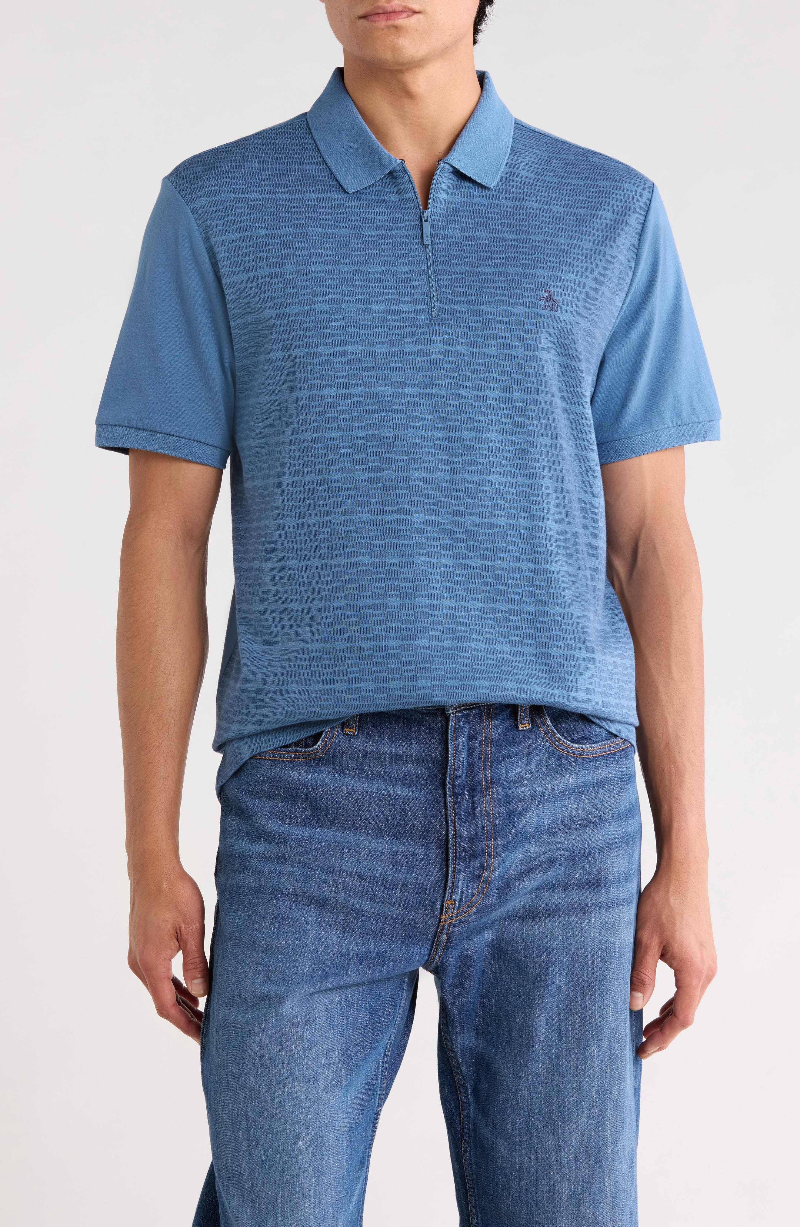Original Penguin Jacquard Quarter Zip Polo