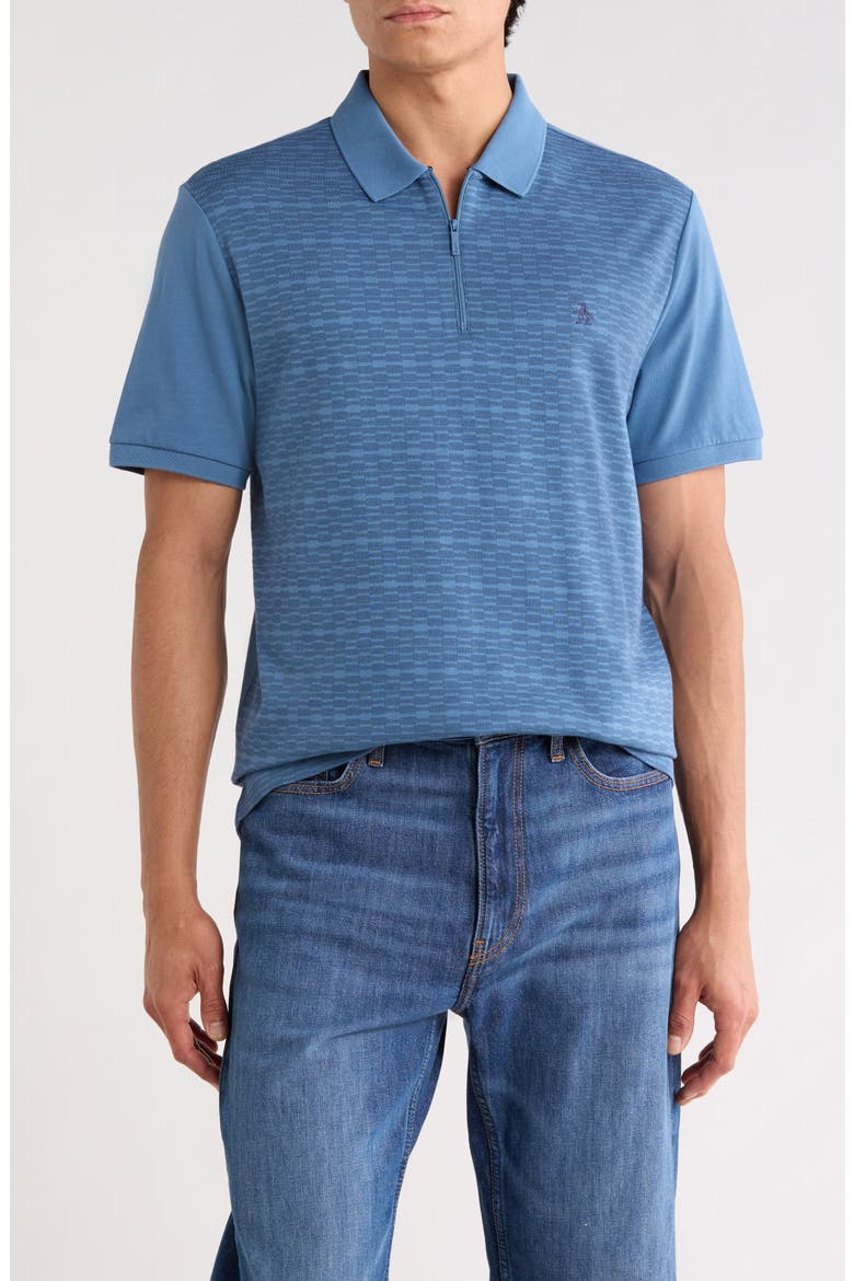 Jacquard Quarter Zip Polo, Main, color, BLUE