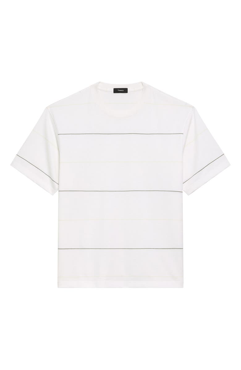 Theory Stripe Relaxed Pima Cotton T-Shirt, Alternate, color, White Multi