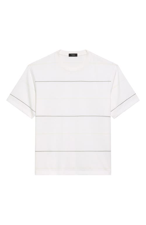 Theory Stripe Relaxed Pima Cotton T-shirt In White
