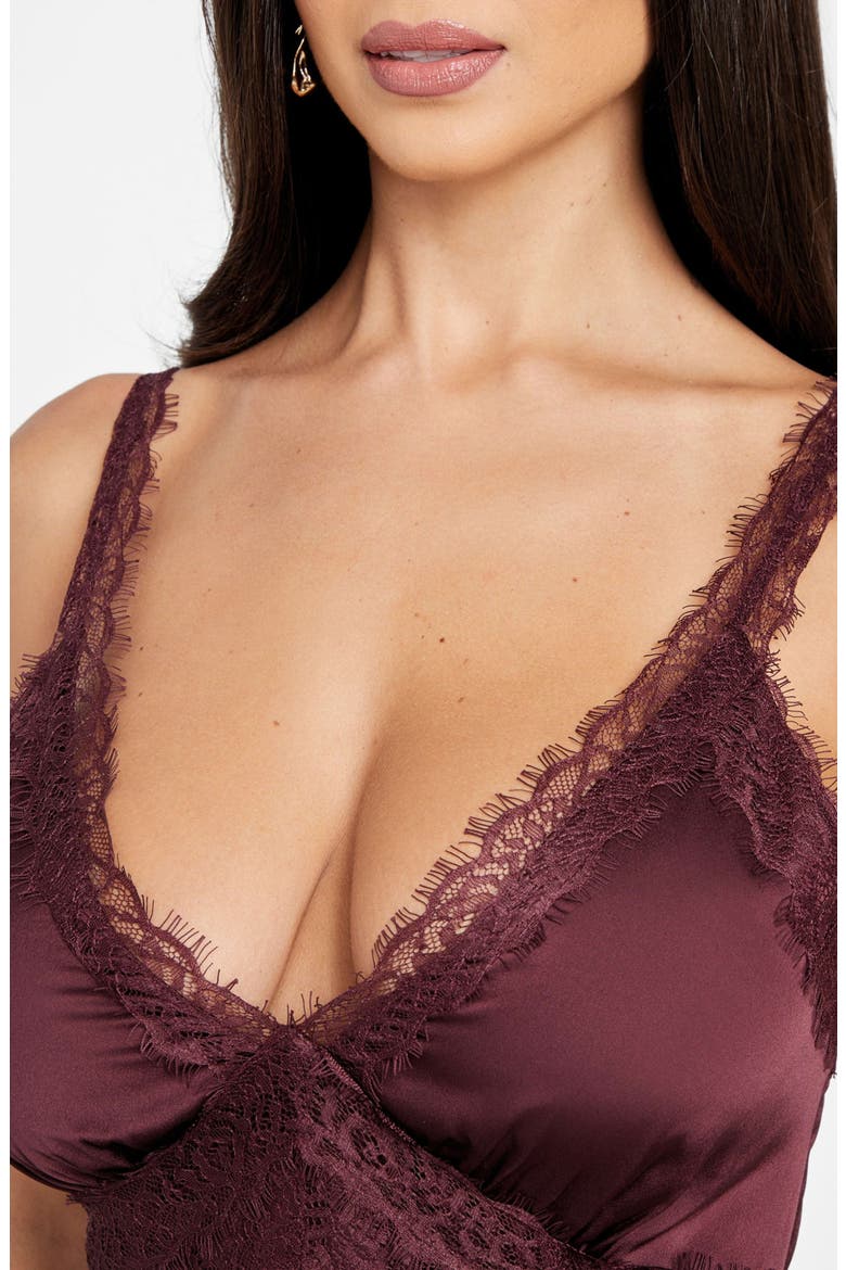 Jael Lace Detail Satin Slipdress, Alternate, color, PURPLE