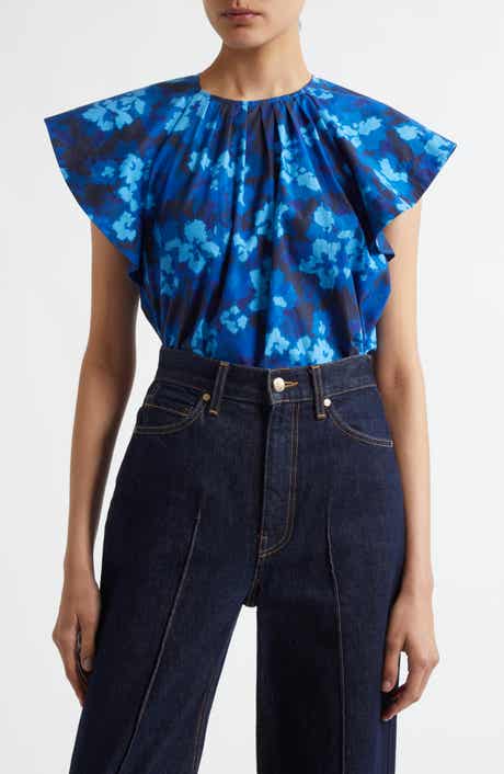 Ulla Johnson Rumi Print Flutter Sleeve Top