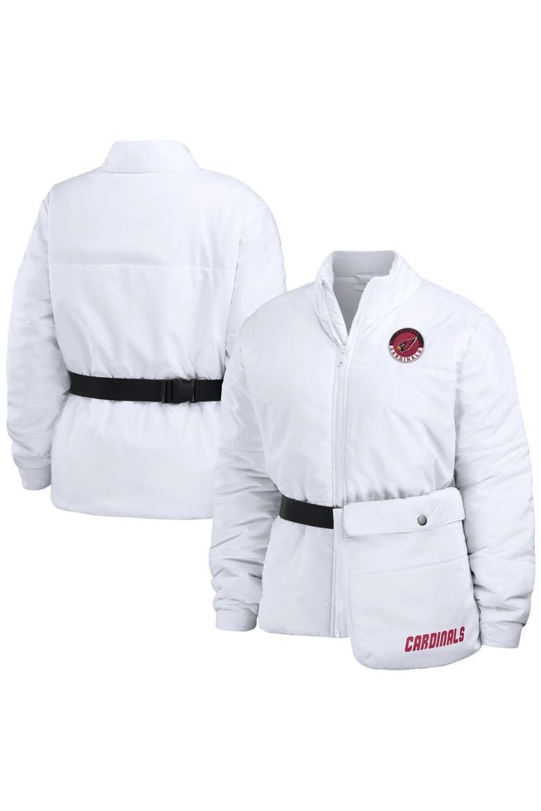 Women's WEAR by Erin Andrews  White Arizona Cardinals Packaway Full-Zip Puffer Jacket, Main, color, White