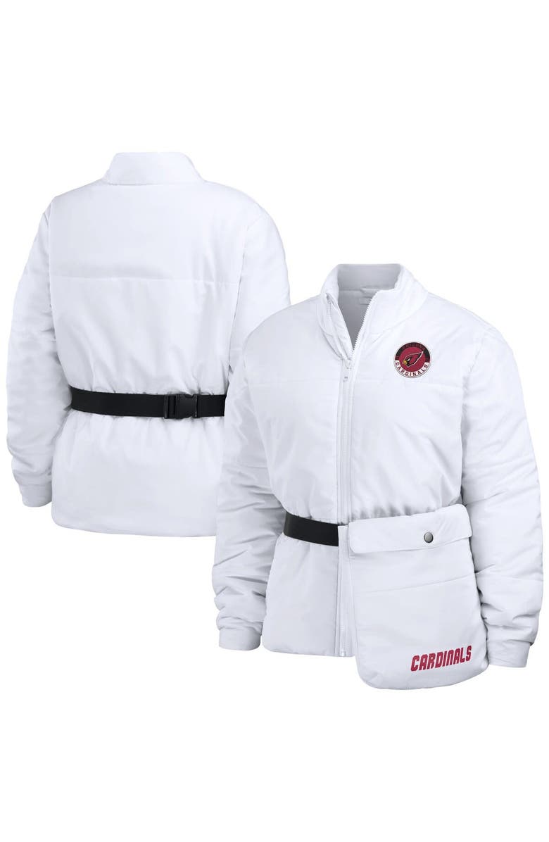 WEAR by Erin Andrews Women's WEAR by Erin Andrews  White Arizona Cardinals Packaway Full-Zip Puffer Jacket, Main, color, White