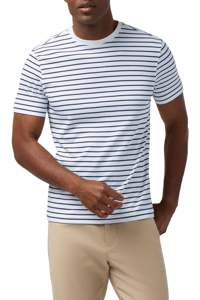 Palmer White Navy Stripe Pima Cotton T-Shirt, Main, color, WHITE NAVY STRIPE
