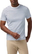 Mizzen+Main Palmer White Navy Stripe Pima Cotton T-Shirt