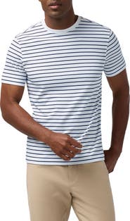 Mizzen+Main Palmer White Navy Stripe Pima Cotton T-Shirt