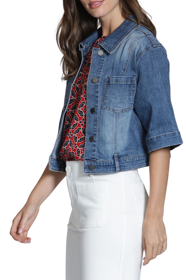 Short Sleeve Denim Jacket, Alternate, color, MEDIUM INDIGO