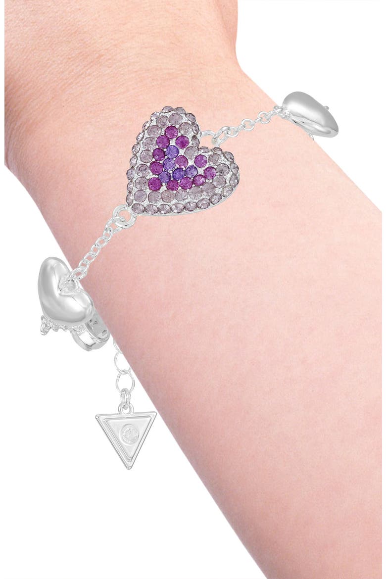 Crystal Heart Chain Bracelet, Alternate, color, SILVER TONE