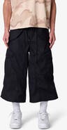 mnml Baggy Fit Extralong Black Cargo Shorts