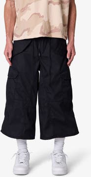 mnml Baggy Fit Extralong Black Cargo Shorts
