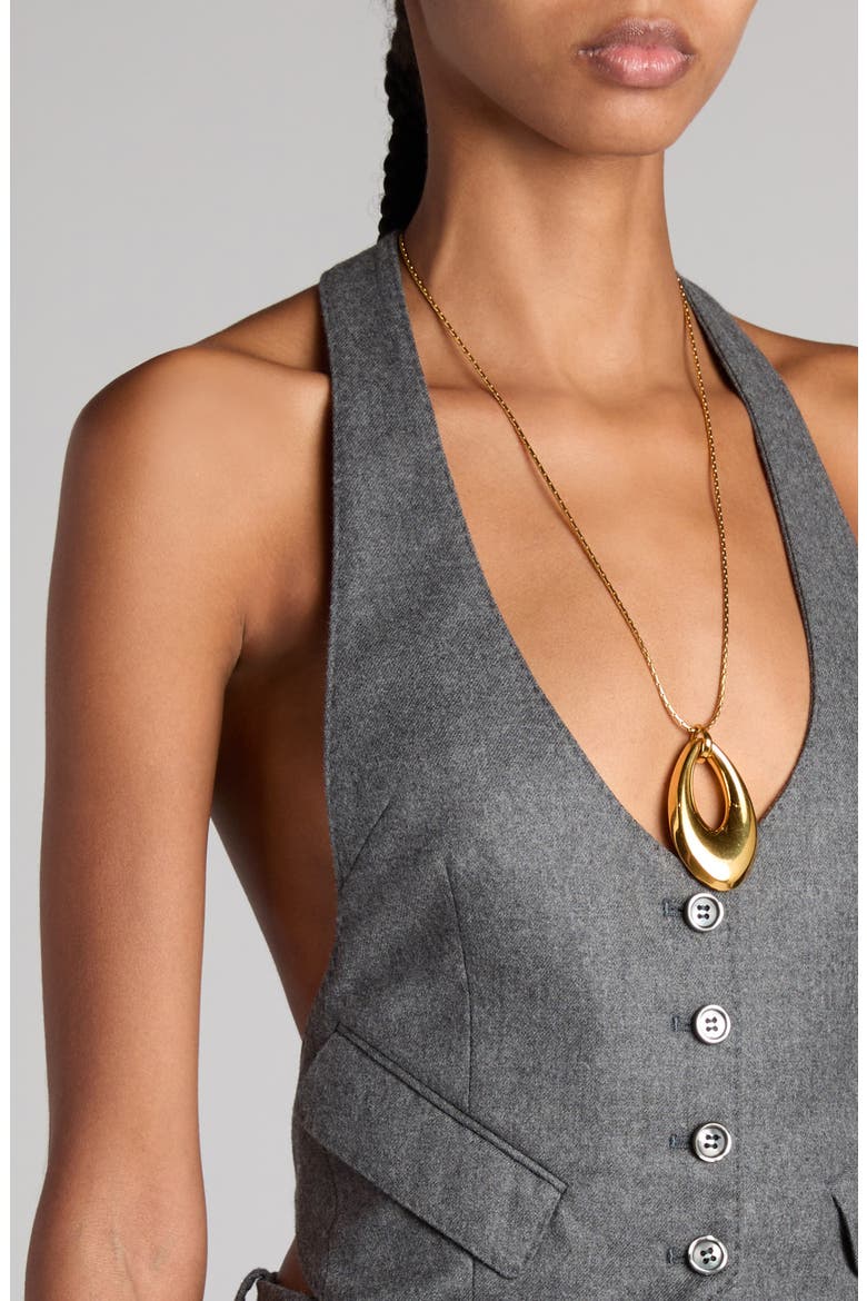 Virgin Wool Twill Halter Vest, Alternate, color, IG164 GREY MELANGE