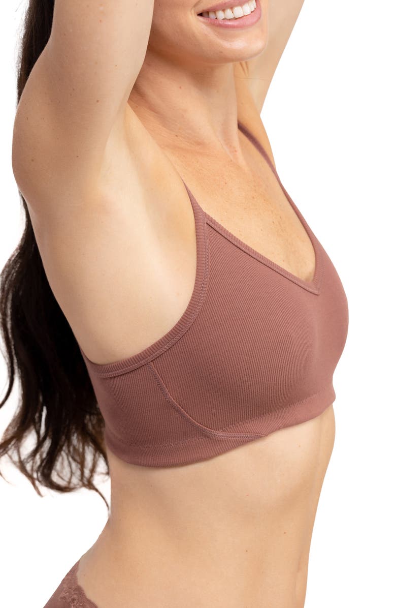 Uwila Warrior Ribbed Stretch Cotton Racerback Bralette, Alternate, color, Toffee