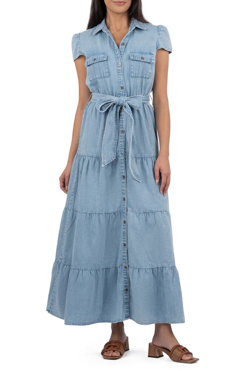 KUT from the Kloth Juno Cap Sleeve Maxi Dress, Main, color, Light Wash