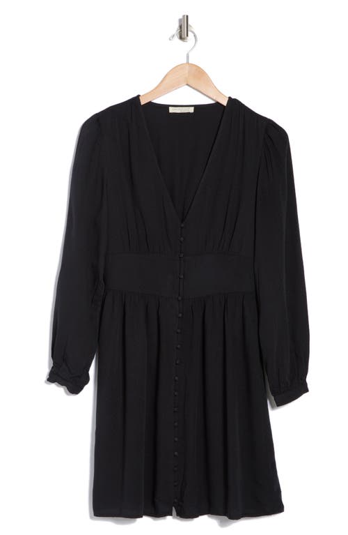 Lovestitch Long Sleeve Button Front Dress In Black