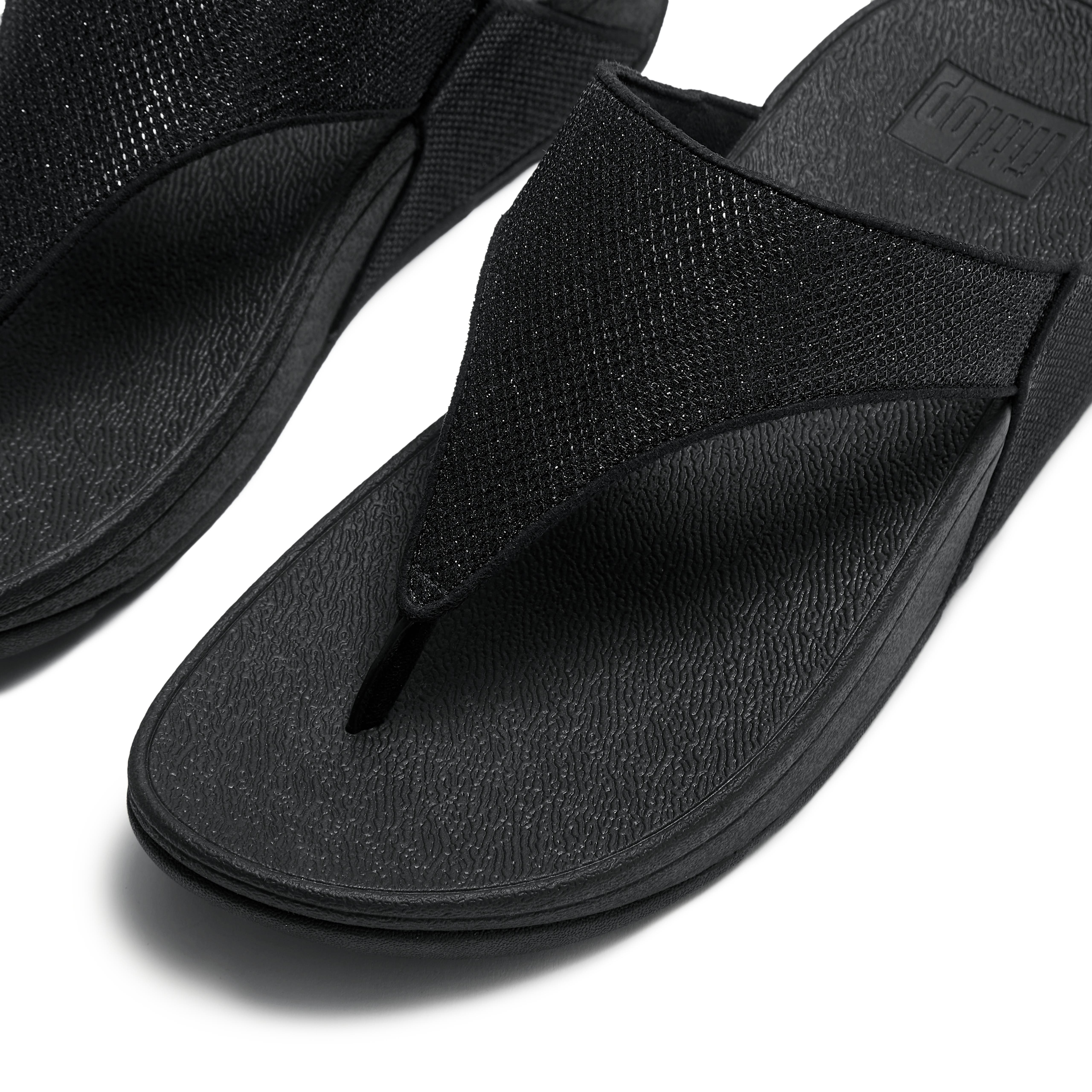 FitFlop Lulu Shimmerglitz Toe Post Sandals, Alternate, color, Black