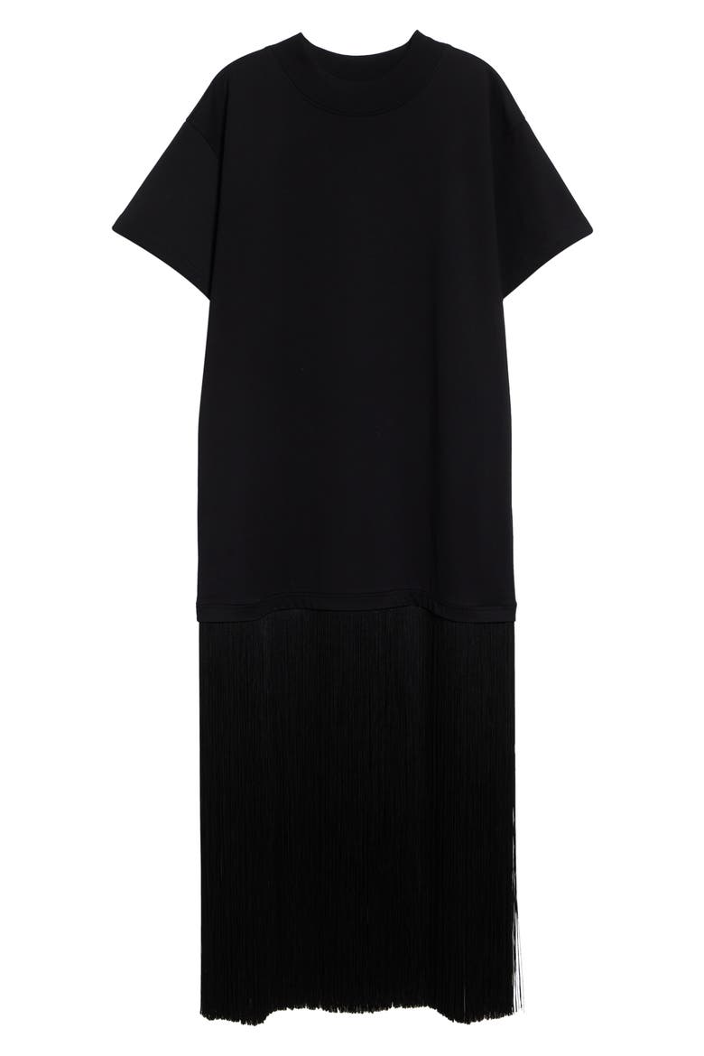 Fringed Cotton T-Shirt, Main, color, NOIR