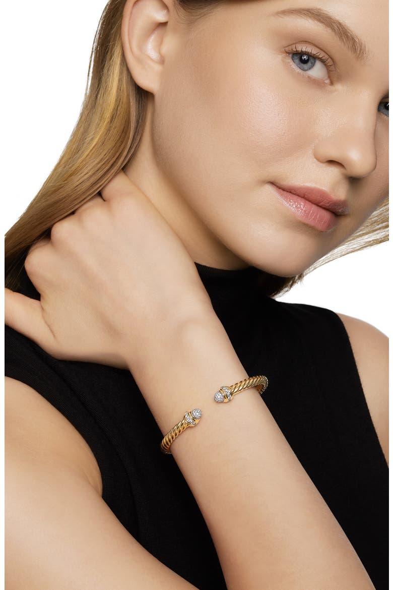 Cable Cuff Bracelet with Diamonds, Alternate, color, GOLD/ DIAMOND