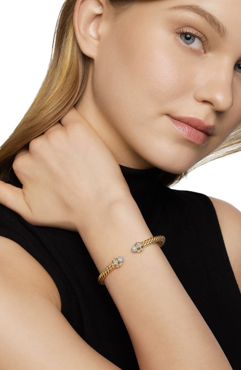 David Yurman Cable Cuff Bracelet with Diamonds, Alternate, color, 