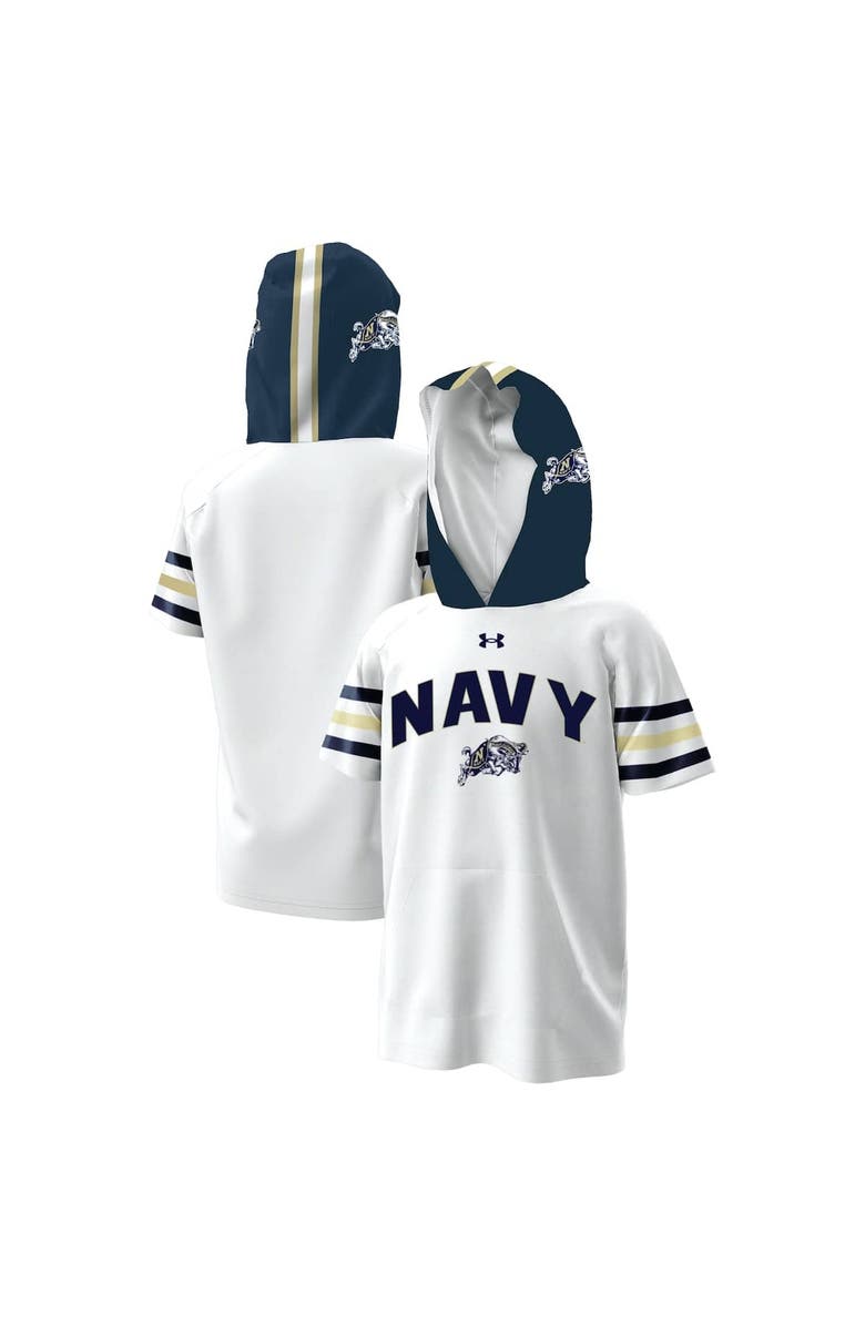 Under Armour Youth Under Armour  White Navy Midshipmen ArmourFuse Jersey Raglan Hooded T-Shirt, Alternate, color, 